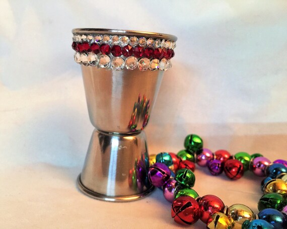 Swarovski Crystal Encrusted Stainless Steel Cocktail Jigger Etsy