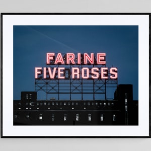 Farine Five Roses Photo Print - 5x7 - Montréal - Neon Sign - Industrial - Urban Photograph - Wall Art - Decor