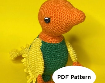 PATTERN, Archie the Archaeopteryx, Amigurumi Plush Crochet Pattern in PDF format, printer-friendly