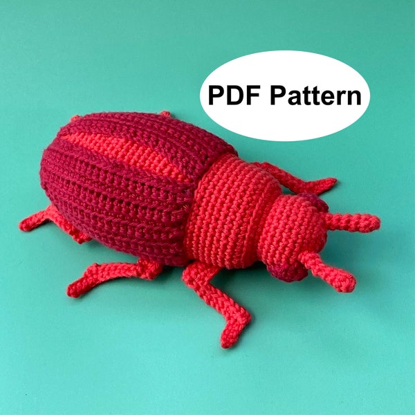 Amigurumi Plush Crochet PATTERN Rupy the Red Rust Flour Beetle in PDF format, instant download and printer-friendly