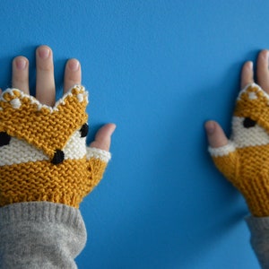 fox handwarmers for toddlers, knit gloves for kids, yellow mittens, toddler wrist warmers, mittens for toddlers, animal mittens, fingerless