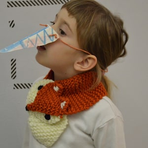 Fox scarf for kids, orange animal scarf, orange fox scarf, winter fox kids scarf, animal scarf, hand knit fox scarf, ecofriendly