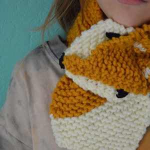 animal scarf, yellow fox scarf, fox scarf for toddlers, knitted fox scarf for kids