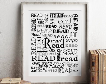 Nauczyciel języka angielskiego, Miłośnik książek, Prezent dla bibliotekarza, Sztuka ścienna w biurze, Wydruk książki, Typografia do czytania, Biblioteka domowa, Kierunek angielski, Dekoracja książek bibliotecznych