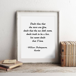 Shakespeare Quote, Shakespeare Print, Shakespeare Hamlet, Hamlet Quote Print, Shakespeare Love Quote, Literature Quote, English Teacher Gift
