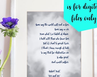 Fire And Ice Poem Etsy Fire And Ice Poem Etsy