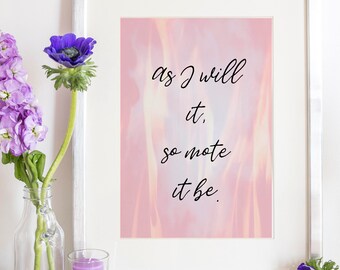 Witchy Home Decor, Wiccan Decor, Pagan Wall Decor, Witchcraft Print, Pagan Print, So Mote It Be Quote, Witch Wall Art, Magical Home Decor