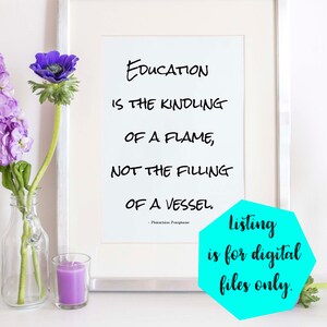 Education Quotes, Homeschool Decor, Philosophy Quote Print, Socrates Plutarch, Printable Quote, Teacher Graduation Gift, Digital Download