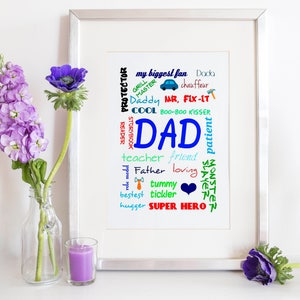 Printable Dad Art, Father&#39;s Day Gift, Dad Definition Print, Father Definition Print, Dad Collage Print, Father Collage Print, Dad Word Print