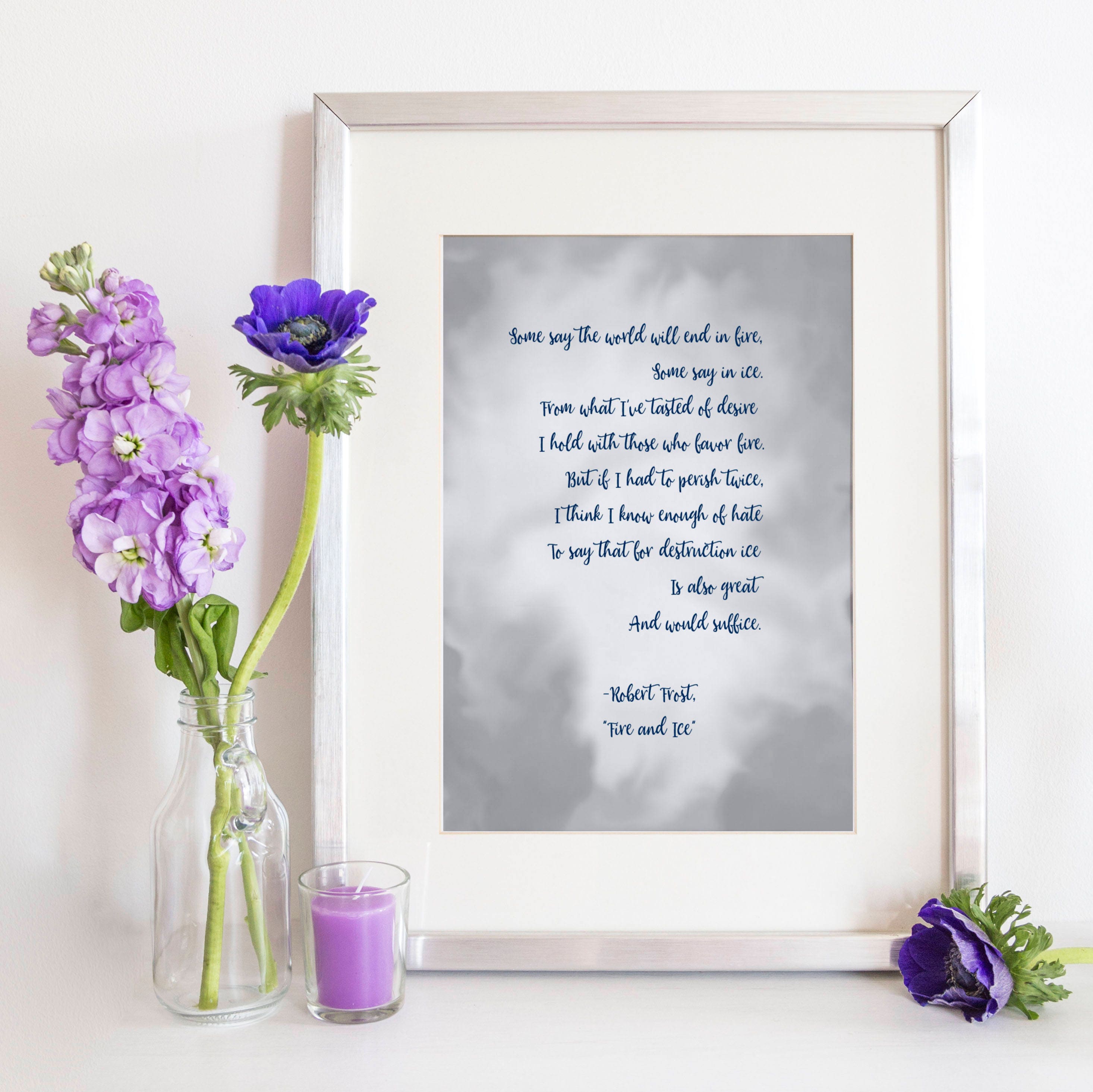 Robert Frost, Fire and Ice Print, Robert Frost Poem, Robert Frost Print ...