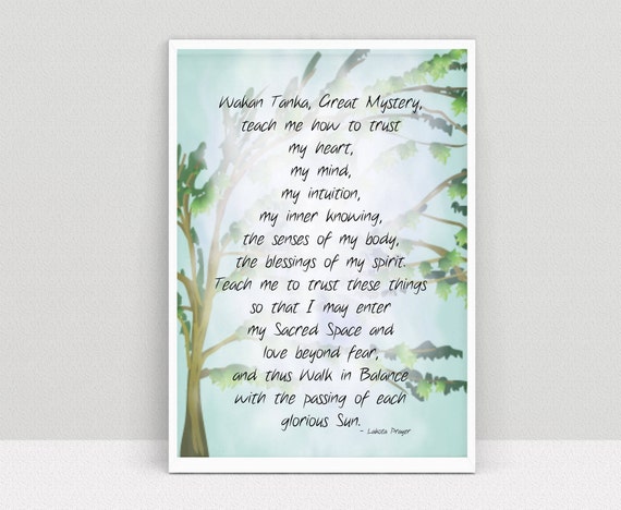 Lakota Prayer Native American Decor Native American Prayer Etsy