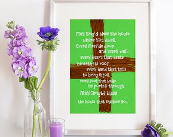 Irish Blessing Print, St Brigid Cross, Goddess Brigid Print, St Brigid House Blessing, St Brigit Cross, St Brigit Print, Brigid Cross Print