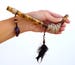 Ceremonial Tepi, small L-shape blow pipe for Amazonian Rapé medicine, shamanic snuff applicator with natural feathers and amethyst crystal 