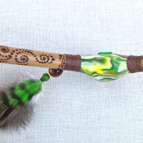 Wonderful Set of 2 pipes, Kuripe and Tepi, both with shops large clear quartz crystals, malachite, feathers and optional burned ornaments