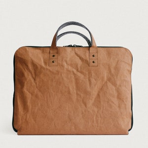 Sac portable durable, porte-documents d’ordinateur portable brun, étui d’ordinateur portable écologique, porte-documents personnalisés, papier lavable, cadeau personnalisé