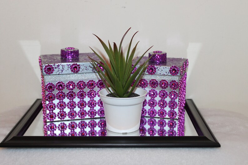 Blinged Out Purple Silver Decorative Boxesvanity Decordesk Etsy