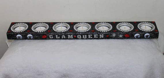 Revamped Blinged Out Glam Queen Tealight Candle Holder Vanity Decor Desk Decor Home Decor Gifts For A Diva Glam Decor Bedroom Decor