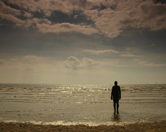 ANOTHER PLACE Card. Antony Gormley card, Crosby photography card, blank greetings card Free UK delivery