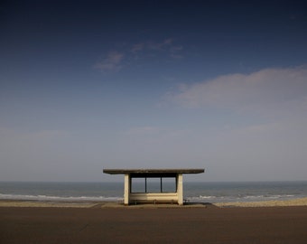 BRITISH SEASIDE Card, North Wales photography card, UK beach shelters, Llandudno photo, blank greetings card