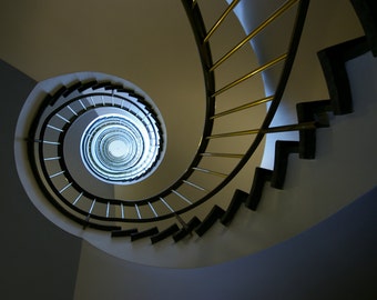 SPIRAL STAIRCASE PHOTOGRAPH, A4 wall art, photo in 21x29.5cm mount, photographic print