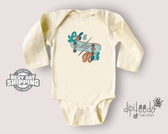 Let's Roll! -  Skater Baby  Bodysuit - Retro  Bodysuit - Cute Natural Infant Bodysuit