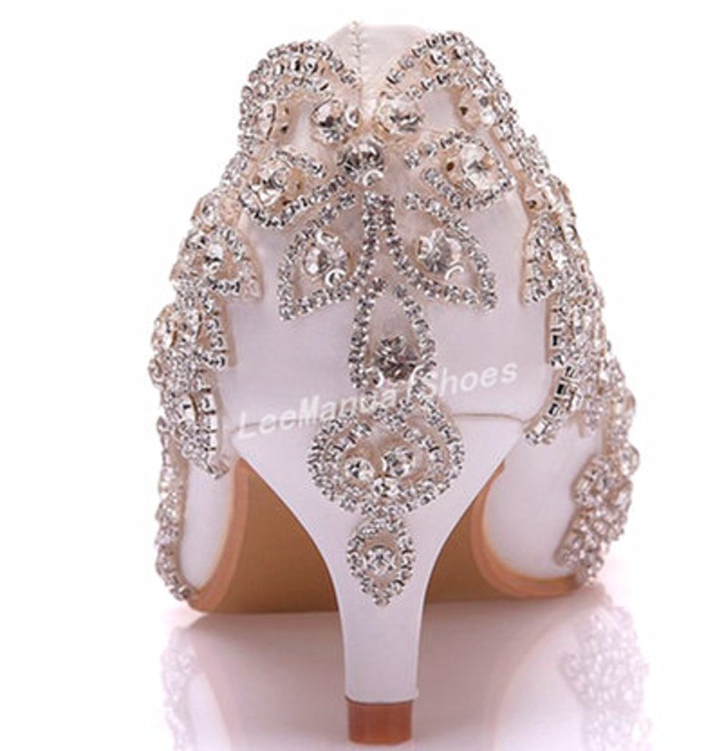 Handmade Crystal Wedding Shoes White Red Wedding 5cm Heel Rhinestone Shoes for BridalBridesmaid Bridal Shoes Women Dancing Shoes Sandals