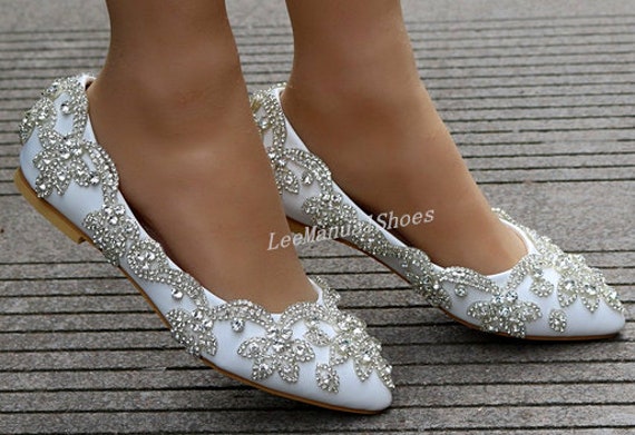 Handmade Crystal Wedding Shoes White 