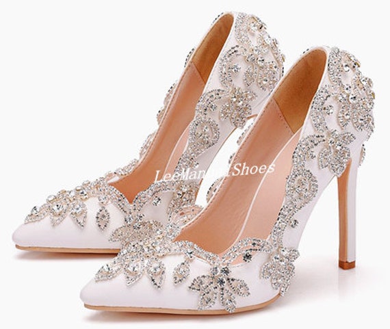 white wedding heel