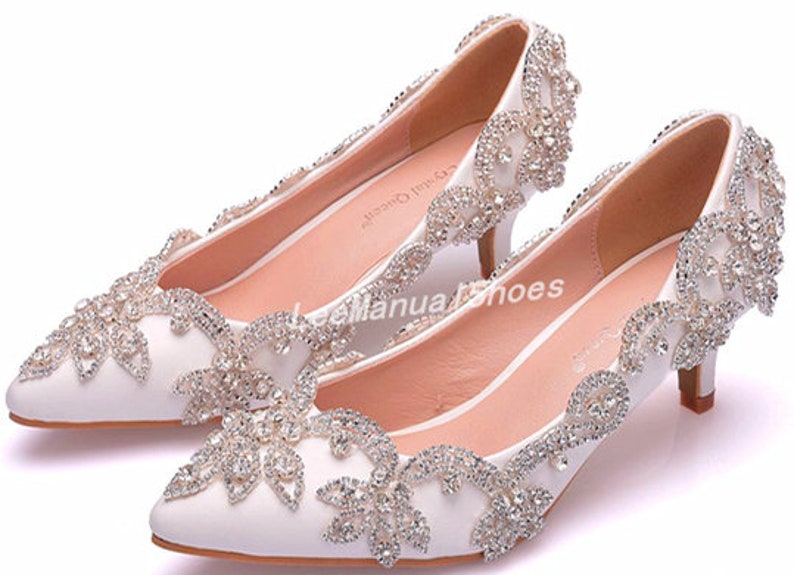 Handmade Crystal Wedding Shoes White Red Wedding 5cm Heel Rhinestone Shoes for BridalBridesmaid Bridal Shoes Women Dancing Shoes Sandals
