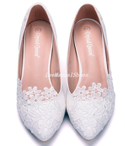 Women Lace Flower Wedding Shoes Wedding Low Heel Shoes Pearl - Etsy Canada