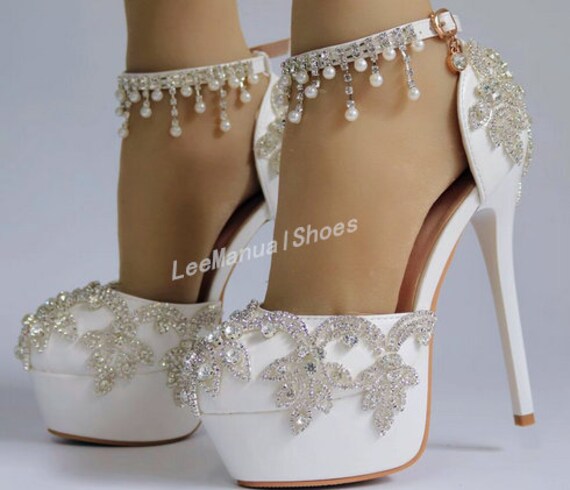 white bridal sandals