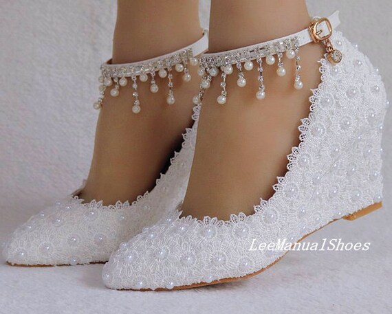 Handmade Lace Wedding Shoes White 