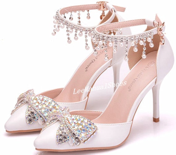 pearl wedding shoes for bride
