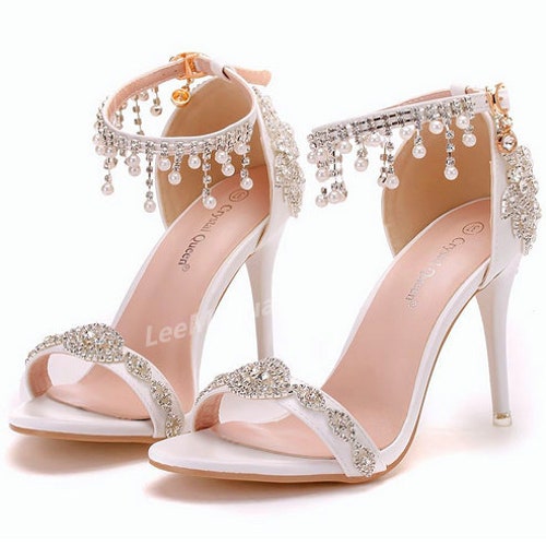 Women Shoes Wedding Shoes 9cm High-heeled Sandals Beaded - Etsy