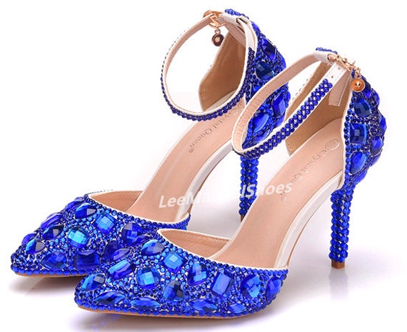 blue crystal wedding shoes