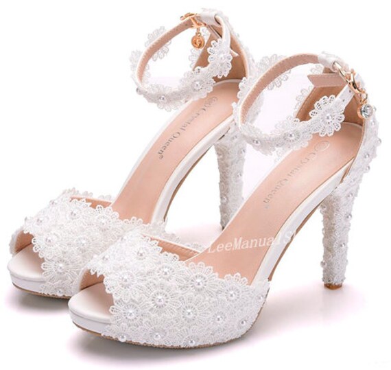 white lace wedding sandals