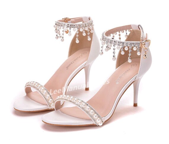 Vrouwen schoenen witte gesp trouwschoenen high-heeled sandalen | Etsy  Nederland