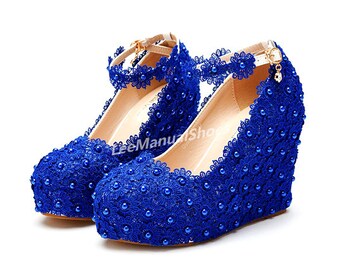 royal blue wedge sandals