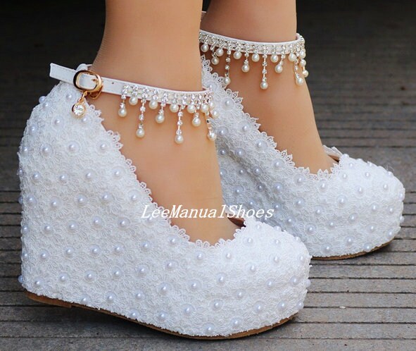 4 inch wedge wedding shoes