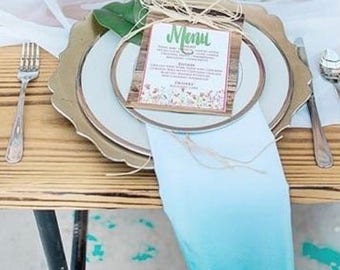 Turquoise Ombre Napkin – Hand Dyed Table Decor