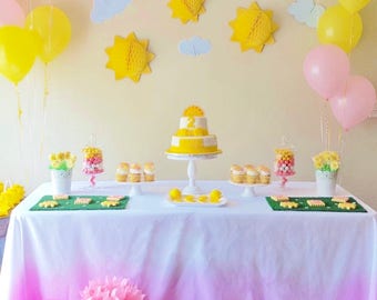 Yellow Ombre Tablecloth – Sun Party, Birthday Dessert Table