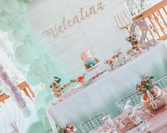 Ombre Tablecloth – White Linen, Mermaid Party Decor