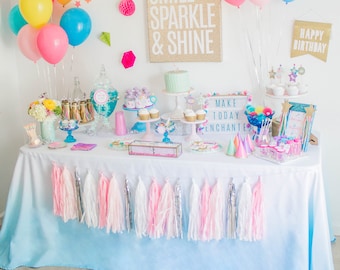 Unicorn Tablecloth - Ombre Linen - Turquoise - Unicorn Birthday - Unicorn Party - Ombre Tablecloth - Unicorn Birthday Tablecloth - Easter