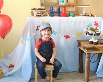 Planes, Trains & Cars Birthday Tablecloth - Ombre Linen
