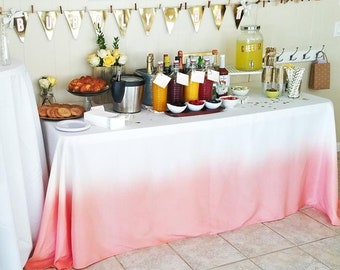 Coral Ombre Tablecloth - Coral Decoration - Coral Decor - Ombre Linen - Coral Birthday - Coral Wedding - Coral Party - Coral Ombre - Ombre