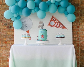 Ombre Tablecloth - Golf Party Decor, Mint Green Linen