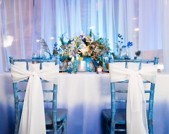 Blue Ombre Linen Tablecloth – Polyester Wedding Table Decor