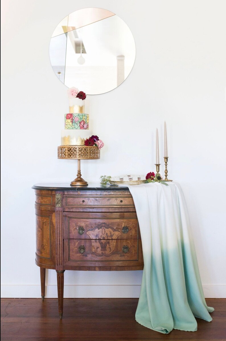 Travel Shower Tablecloth Aqua Blue Ombre Tablecloth Blue Etsy