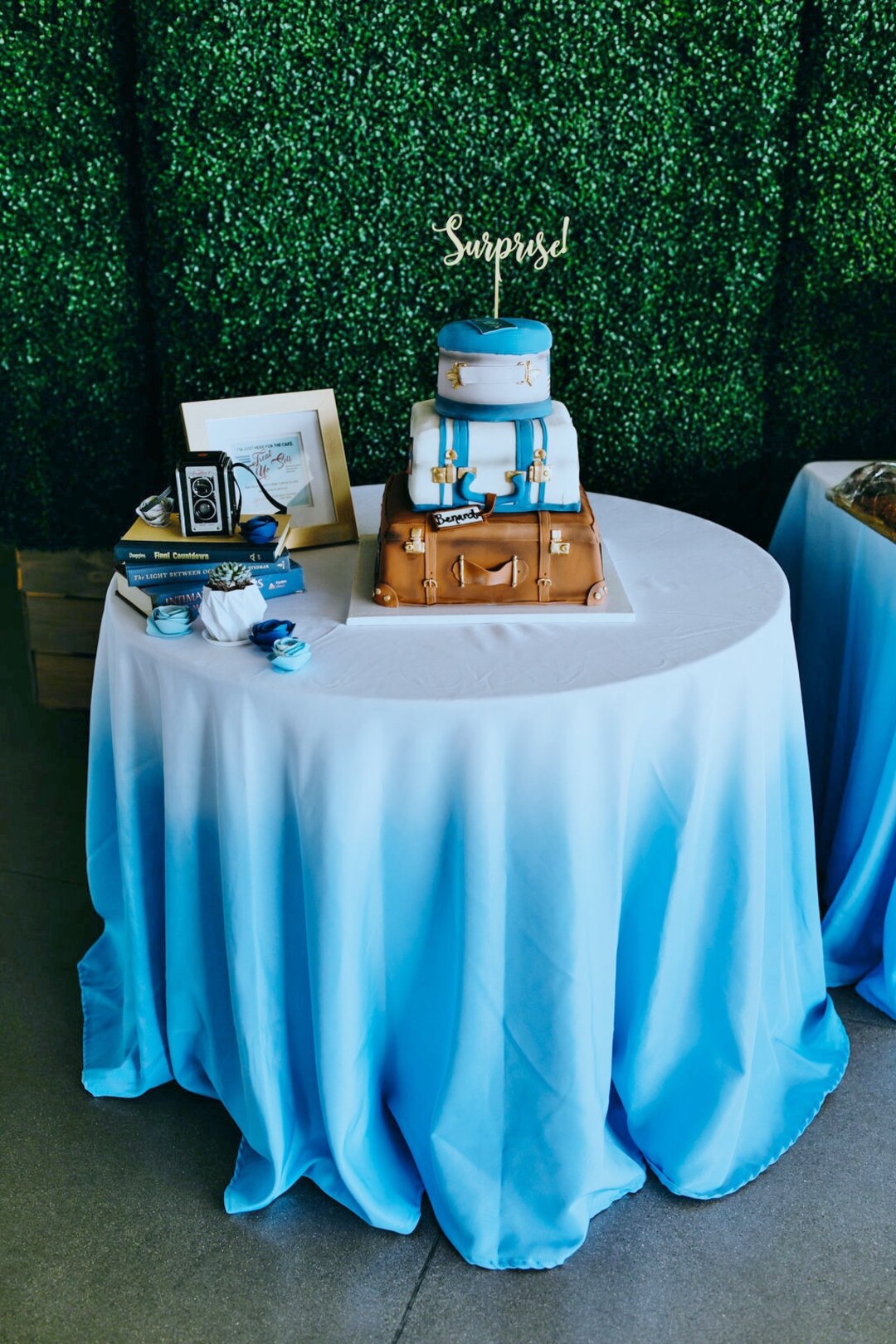 Travel Shower Tablecloth Aqua Blue Ombre Tablecloth Blue Birthday