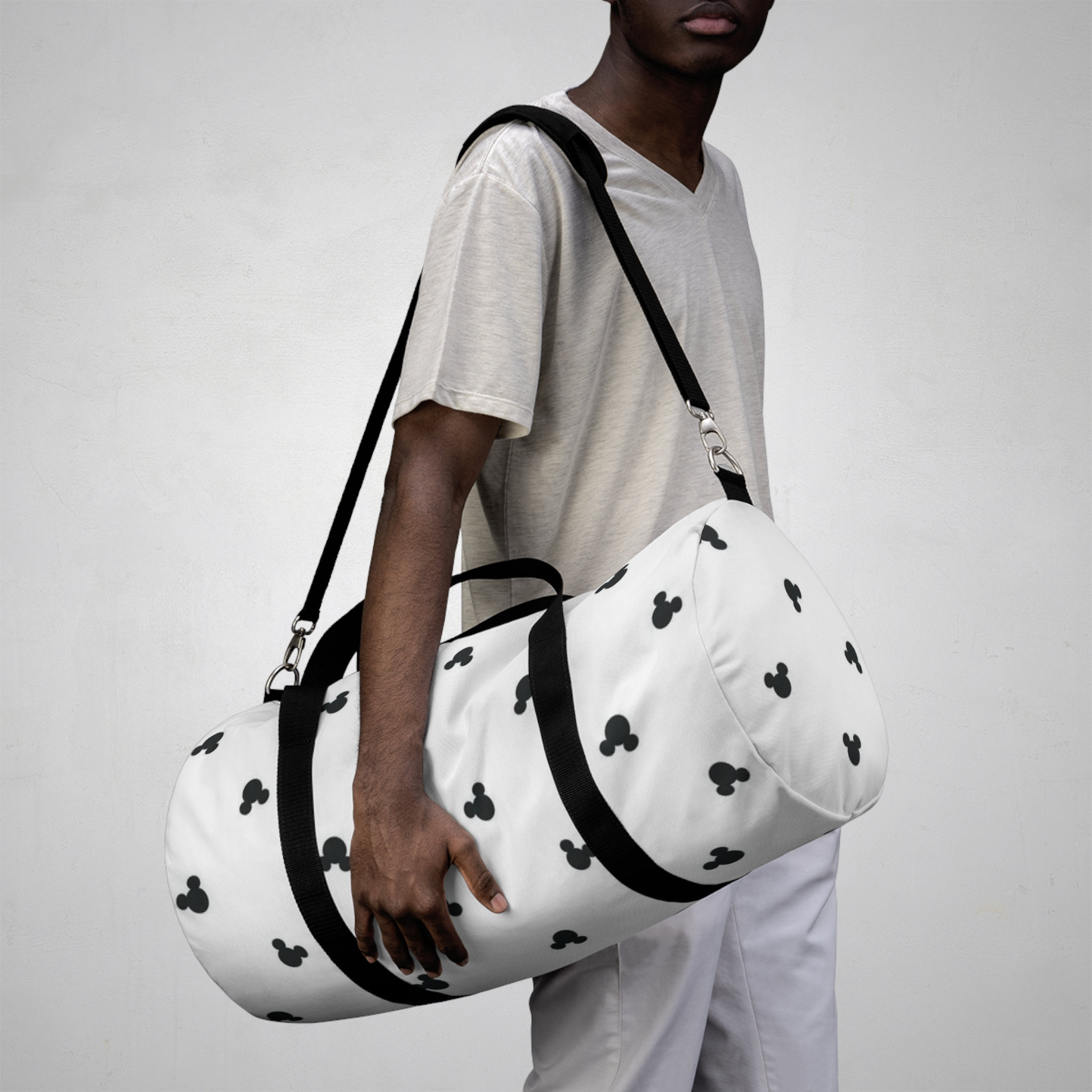 Discover Disney White and Black Mickey Mouse Duffel Bag